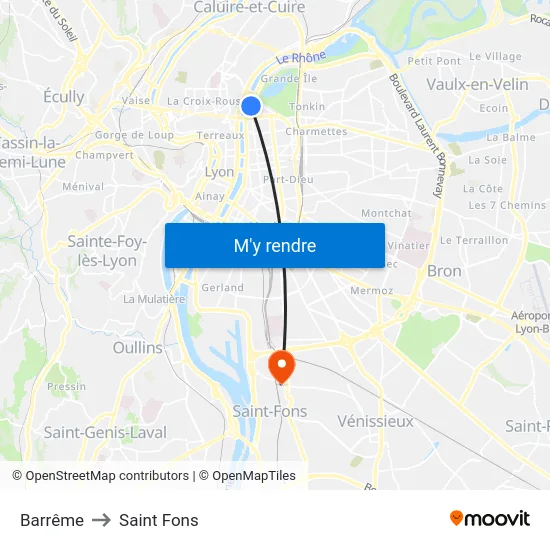 Barrême to Saint Fons map