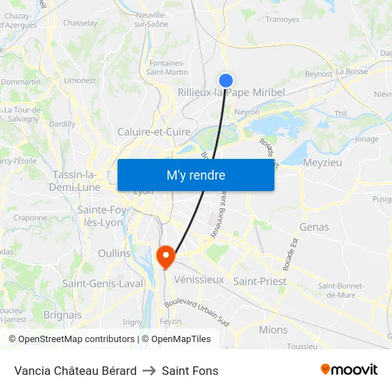 Vancia Château Bérard to Saint Fons map