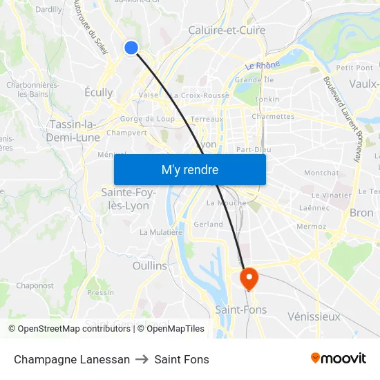 Champagne Lanessan to Saint Fons map