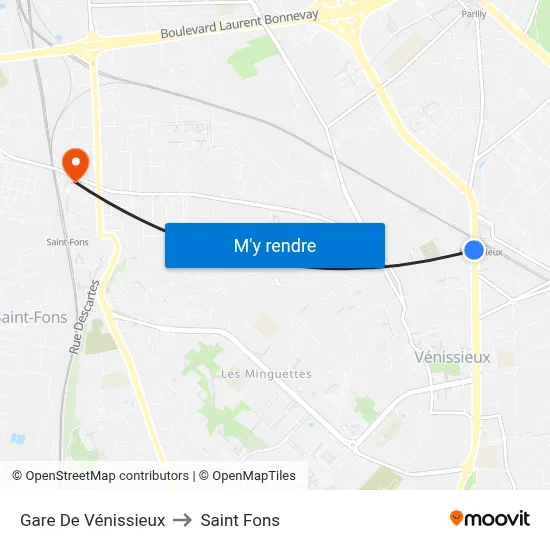 Gare De Vénissieux to Saint Fons map