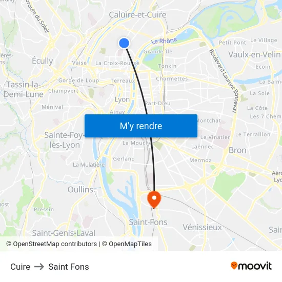 Cuire to Saint Fons map