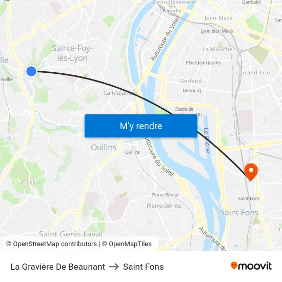 La Gravière De Beaunant to Saint Fons map