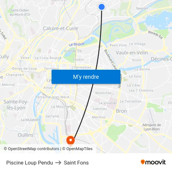 Piscine Loup Pendu to Saint Fons map