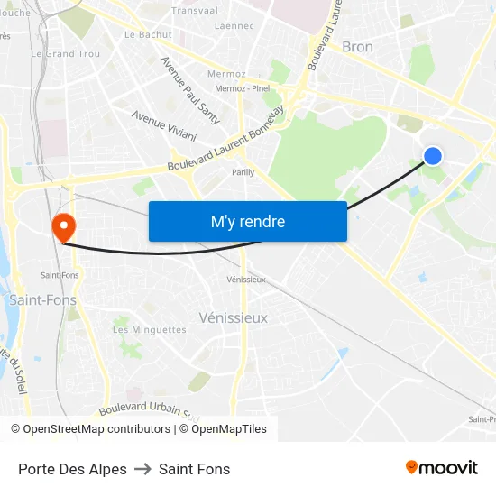 Porte Des Alpes to Saint Fons map