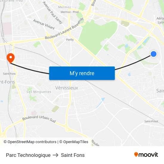 Parc Technologique to Saint Fons map