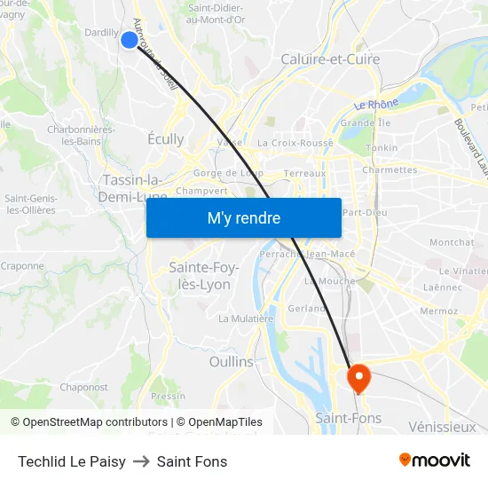 Techlid Le Paisy to Saint Fons map