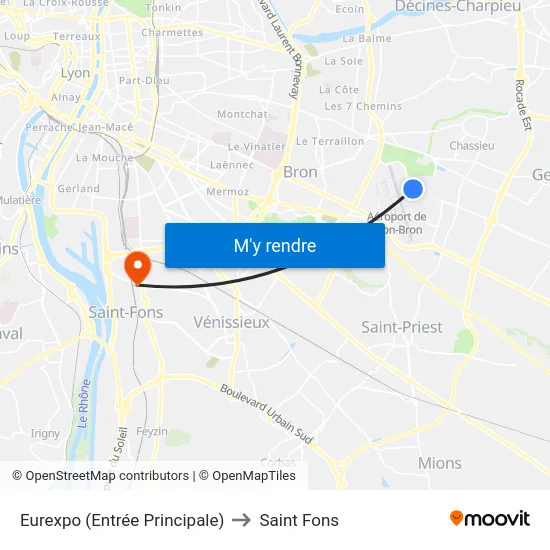 Eurexpo (Entrée Principale) to Saint Fons map