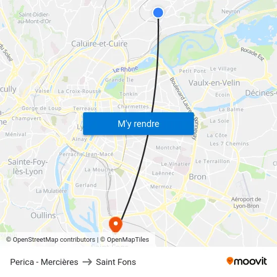 Perica - Mercières to Saint Fons map
