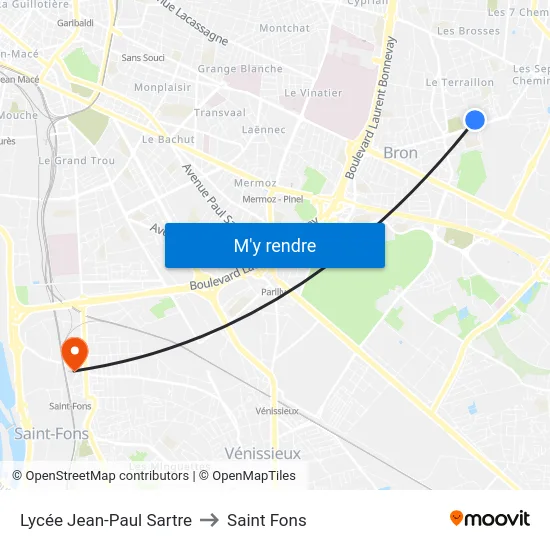 Lycée Jean-Paul Sartre to Saint Fons map