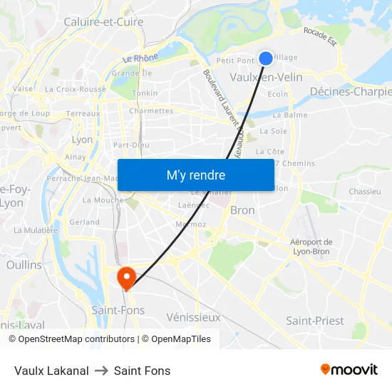 Vaulx Lakanal to Saint Fons map