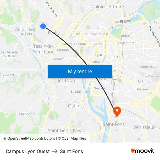 Campus Lyon Ouest to Saint Fons map
