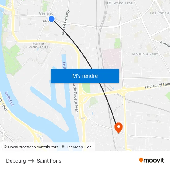 Debourg to Saint Fons map