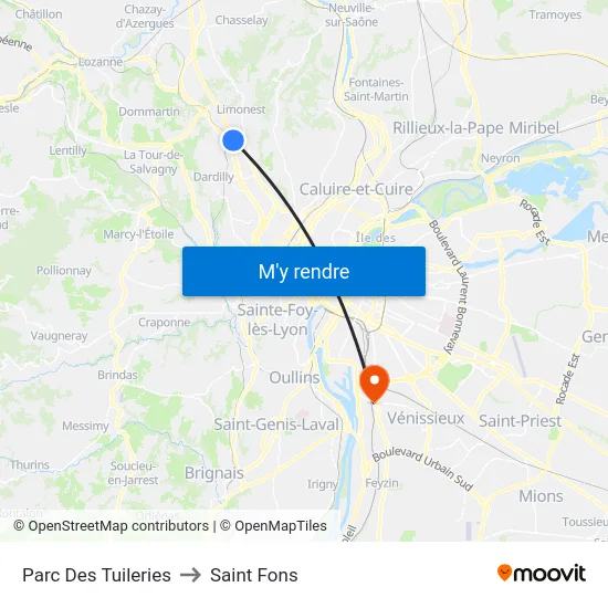 Parc Des Tuileries to Saint Fons map