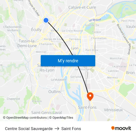 Centre Social Sauvegarde to Saint Fons map