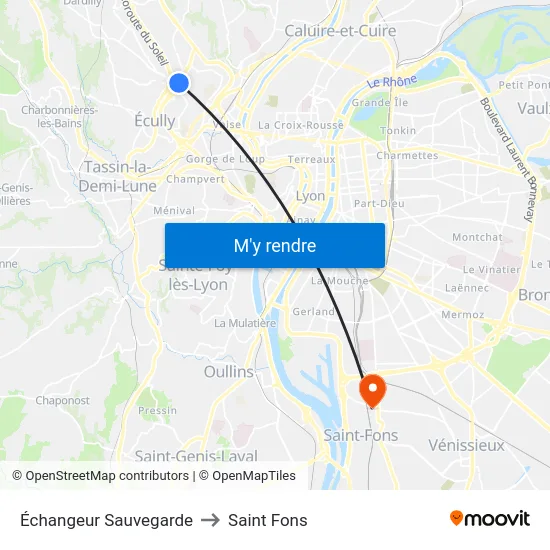 Échangeur Sauvegarde to Saint Fons map