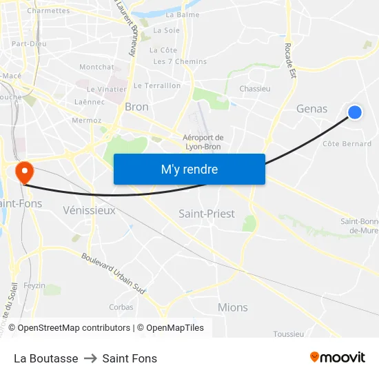 La Boutasse to Saint Fons map