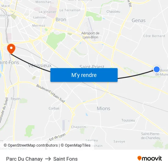 Parc Du Chanay to Saint Fons map