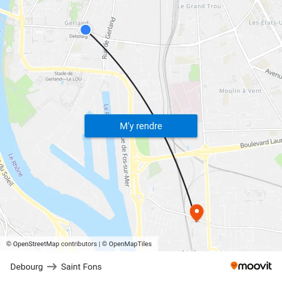 Debourg to Saint Fons map