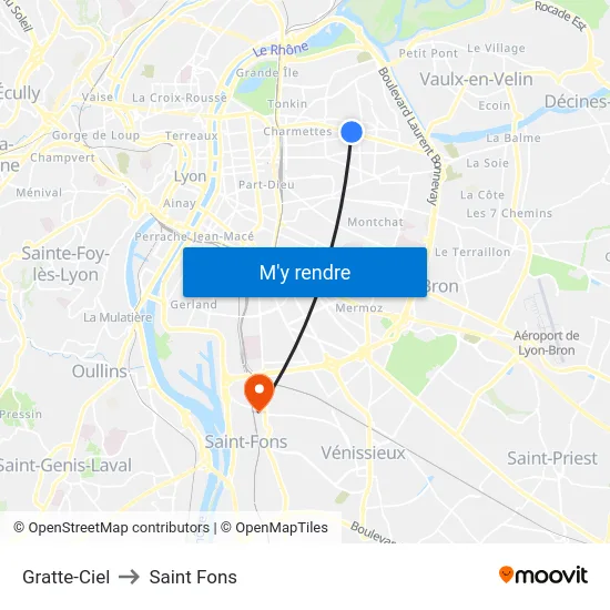 Gratte-Ciel to Saint Fons map