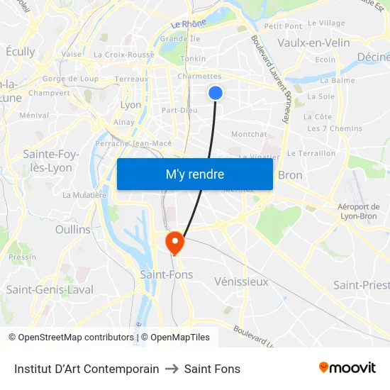 Institut D’Art Contemporain to Saint Fons map