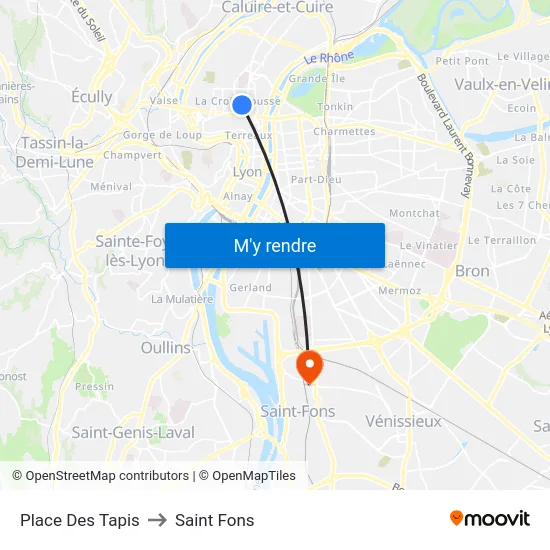 Place Des Tapis to Saint Fons map