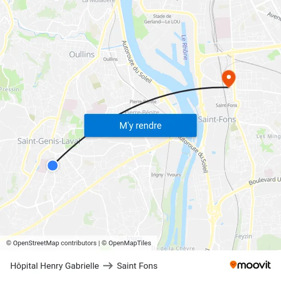 Hôpital Henry Gabrielle to Saint Fons map