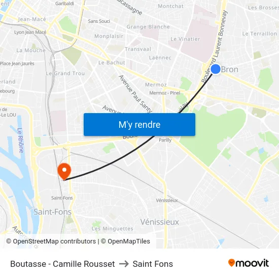 Boutasse - Camille Rousset to Saint Fons map