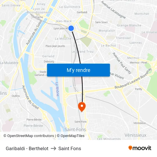 Garibaldi - Berthelot to Saint Fons map