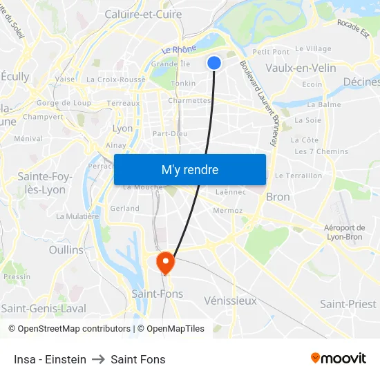 Insa - Einstein to Saint Fons map