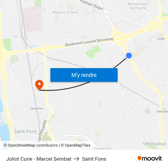 Joliot Curie - Marcel Sembat to Saint Fons map