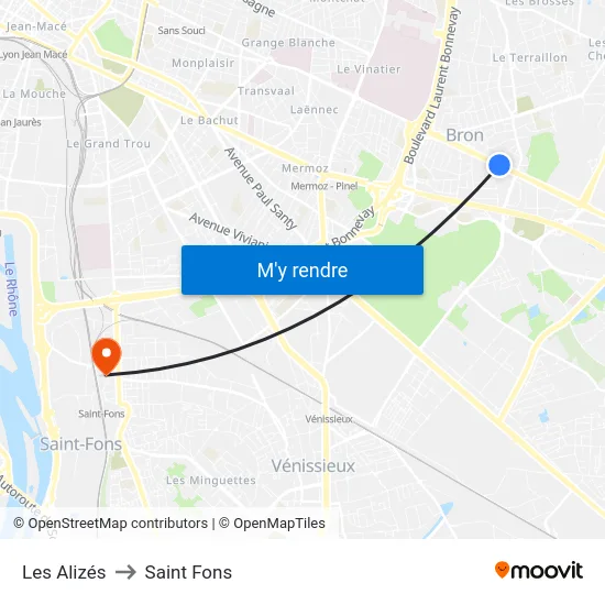 Les Alizés to Saint Fons map