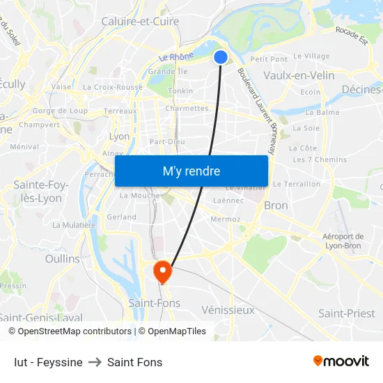 Iut - Feyssine to Saint Fons map