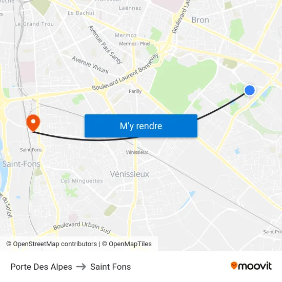 Porte Des Alpes to Saint Fons map