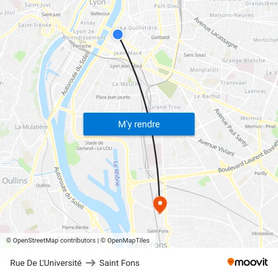 Rue De L'Université to Saint Fons map
