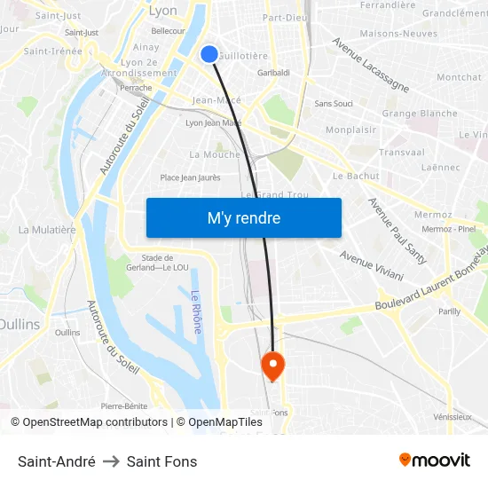 Saint-André to Saint Fons map