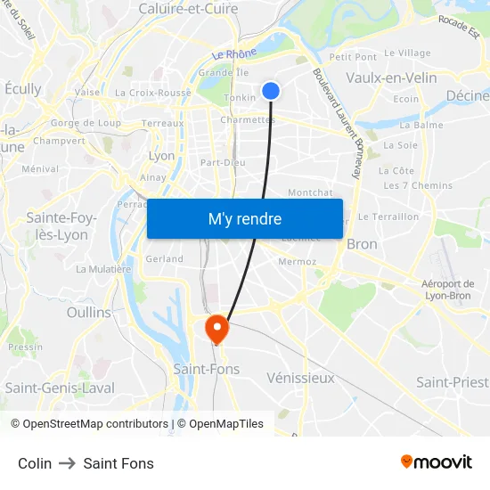 Colin to Saint Fons map