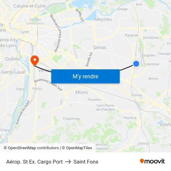 Aérop. St Ex. Cargo Port to Saint Fons map