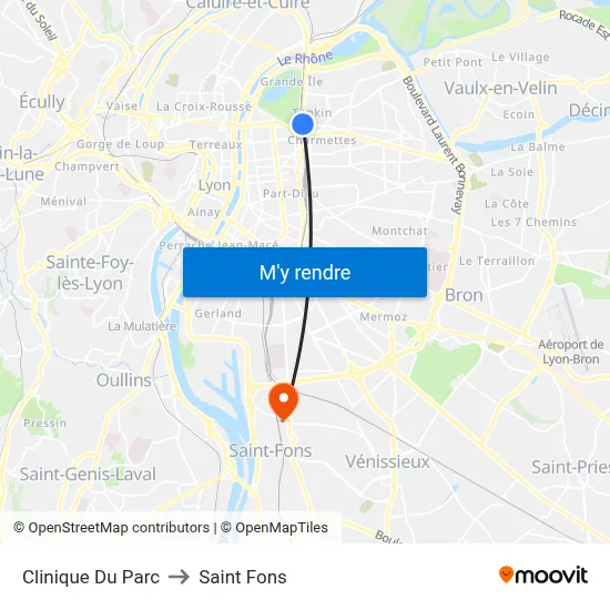Clinique Du Parc to Saint Fons map
