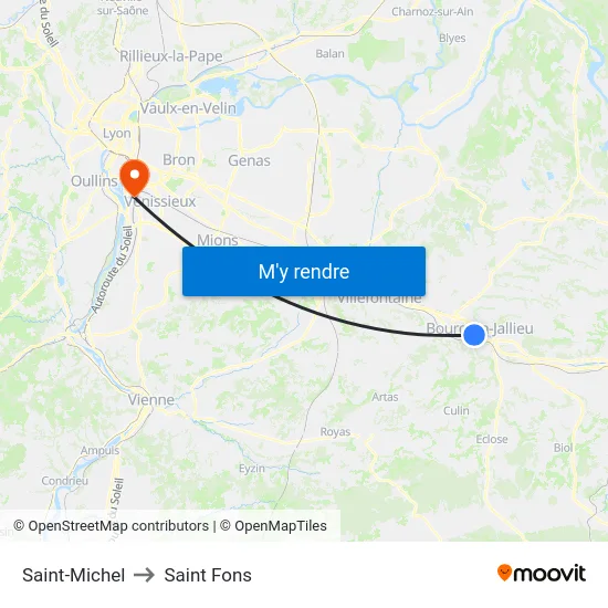 Saint-Michel to Saint Fons map