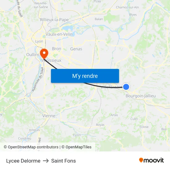 Lycee Delorme to Saint Fons map