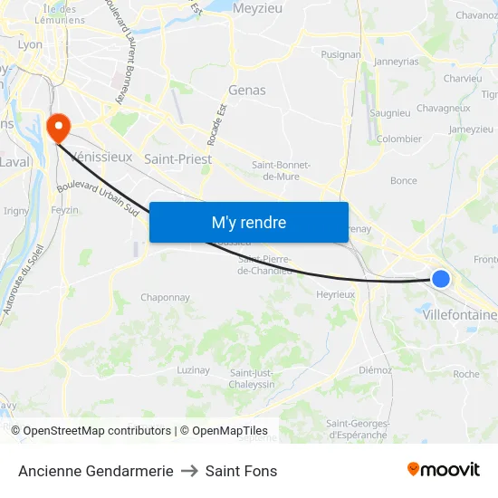 Ancienne Gendarmerie to Saint Fons map