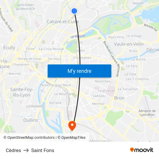Cèdres to Saint Fons map