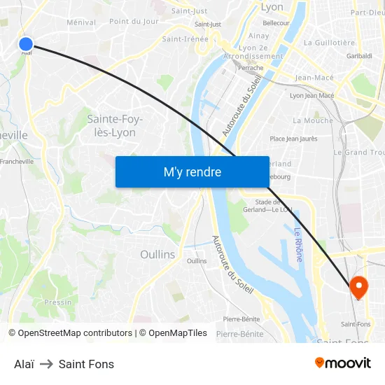 Alaï to Saint Fons map