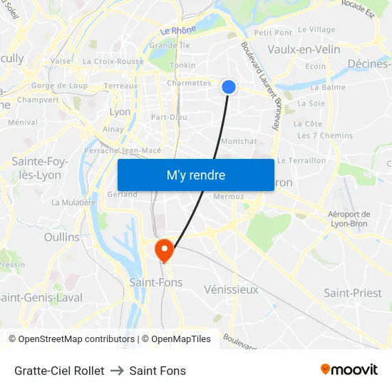 Gratte-Ciel Rollet to Saint Fons map