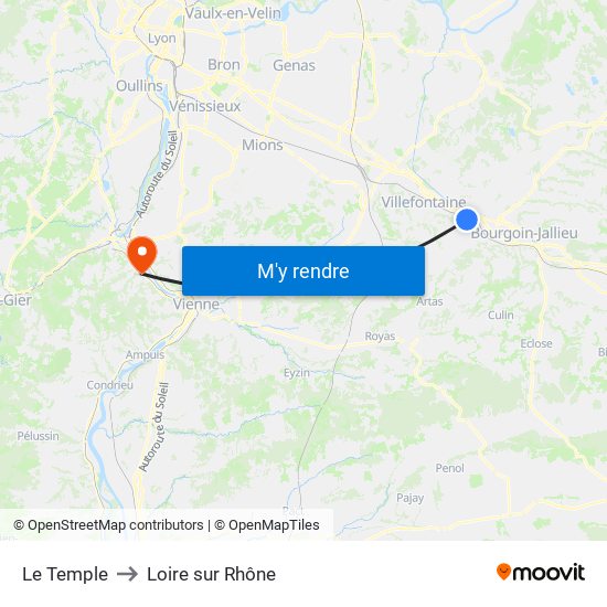 Le Temple to Loire sur Rhône map