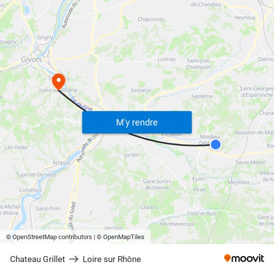 Chateau Grillet to Loire sur Rhône map