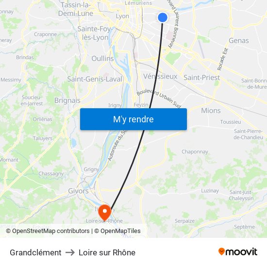 Grandclément to Loire sur Rhône map