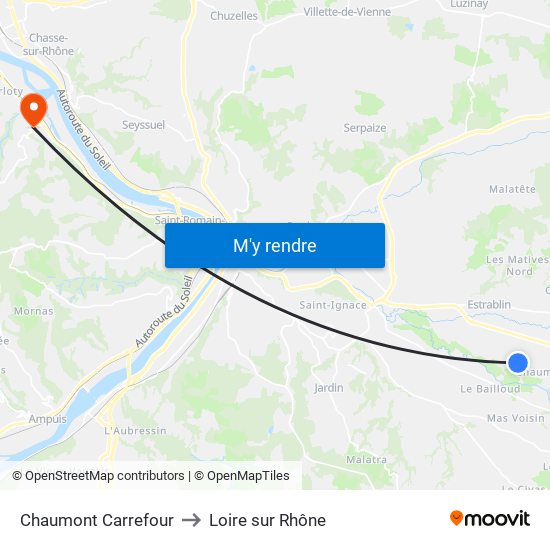 Chaumont Carrefour to Loire sur Rhône map