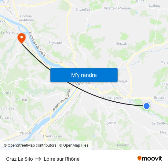 Craz Le Silo to Loire sur Rhône map