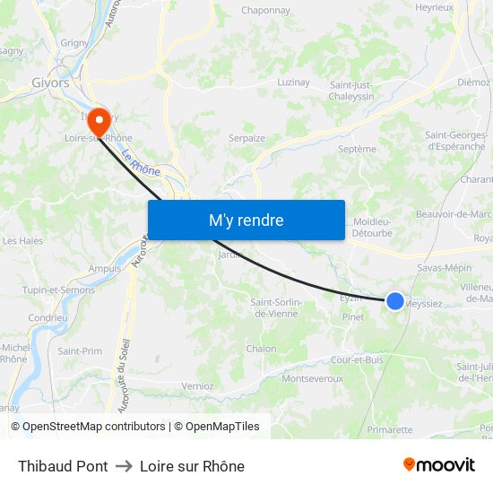 Thibaud Pont to Loire sur Rhône map